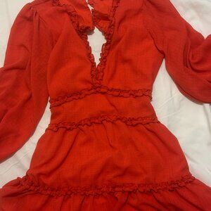 Pink Lily short red dress flowy sexy cute